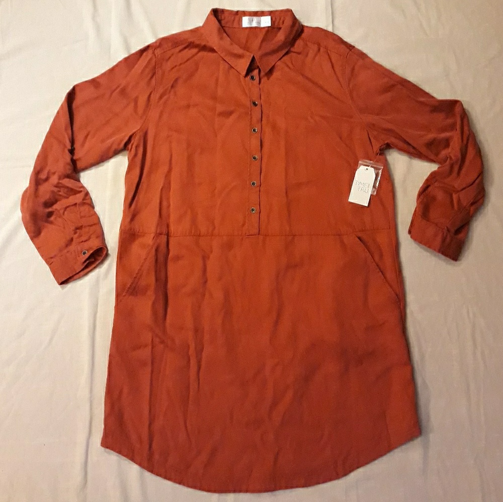 Burnt Orange Button Down Shirt Dress
